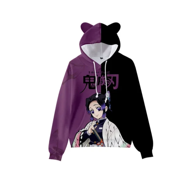 Demon Slayer Hoodie Men Woman Anime Family Outfit New Tanjiro Nezuko Cat Ear Print Sweatshirt Kids Adult Unisex