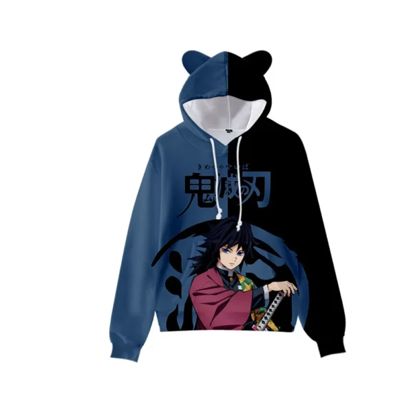 Demon Slayer Hoodie Men Woman Anime Family Outfit New Tanjiro Nezuko Cat Ear Print Sweatshirt Kids Adult Unisex