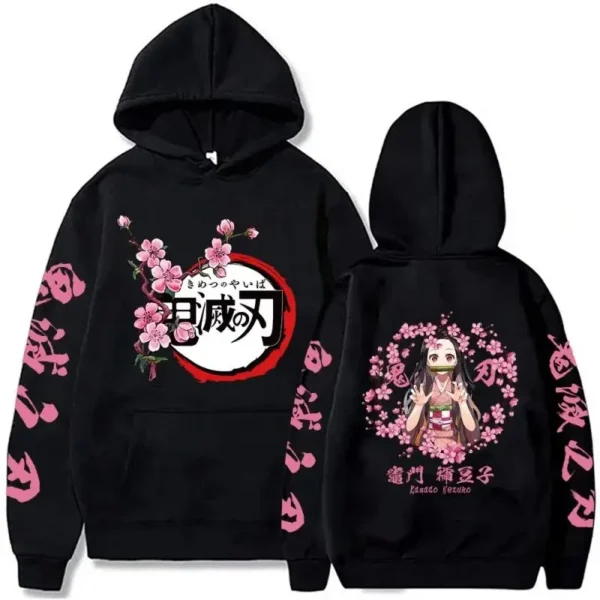 Anime Demon Slayer Hoodies Kamado Nezuko Print Men Women Plus Size Pullover Hooded Causal Round Neck Streetwear Tops Clothing